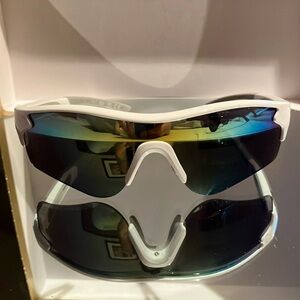 Rawlings 305 White Sports Sunglasses with Mirrored Blue and Yellow Lenses